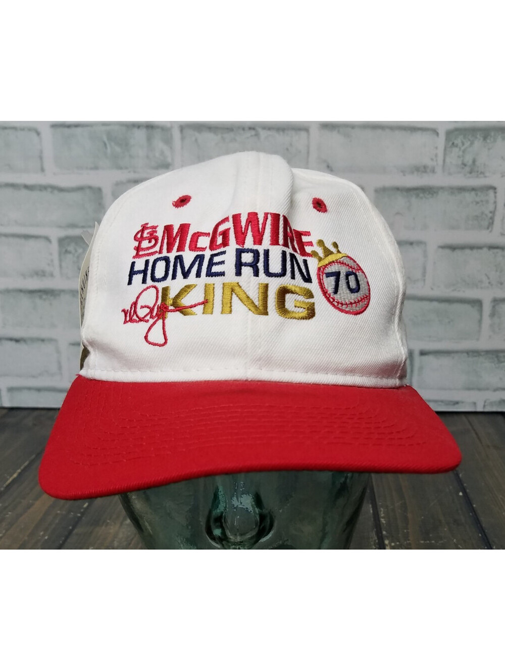 McGwire Home Run King 70 Red White Hat Cap Embroidery Snapback Adjustable